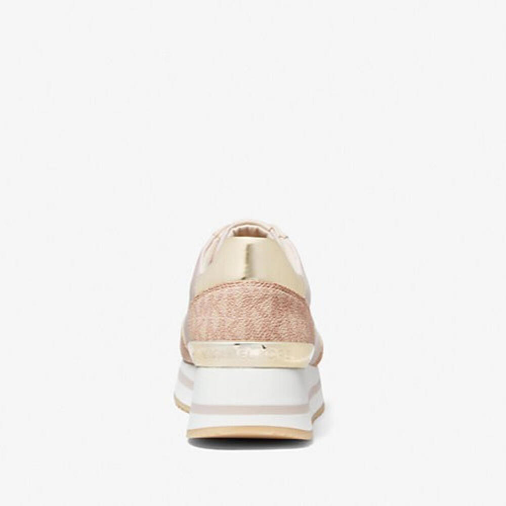 Michael Kors Monique Trainer Ballet 7.5 M Metallic Textile Lace-Up Signature NEW - Picture 5 of 8